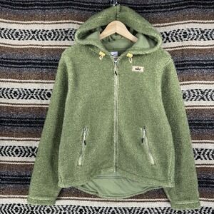 Nike Therma-FIT Women's Full-Zip Faux Fur Fleece Hoodie Jacket Olive Green XS